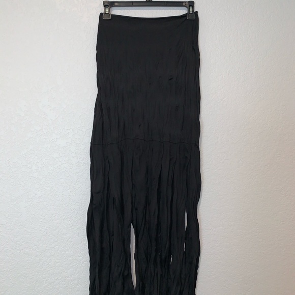 New Zara Wrinkled Effect Maxi Skirt with Fringing - Picture 2 of 7